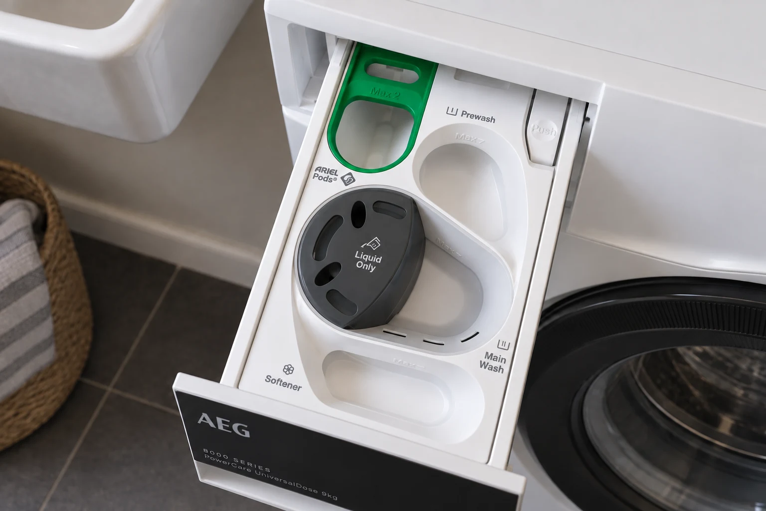 Open UniversalDose-lade van de AEG LR86CUC94.