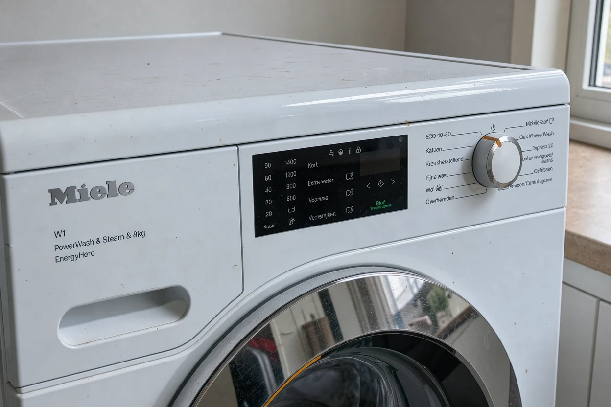 Programmaknop en uitgeschakeld display van de Miele WEE 388